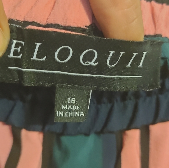 Eloquii | Women's Pink and Green Striped Wide Leg Pants or Slacks (Size 16) - Picture 2 of 10